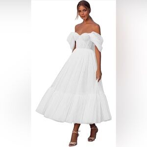 Tulle Dotted Tea Length Dress (Never Been Worn)